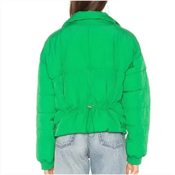 EUC Free People Green Slouchy Oversized Cropped Puffer Coat - Picture 4 of 7